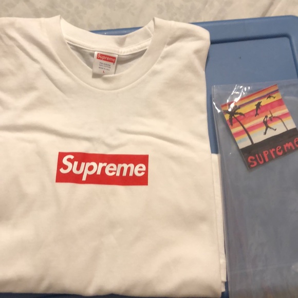 Supreme White Long Sleeve T with Red box logo - Picture 3 of 3